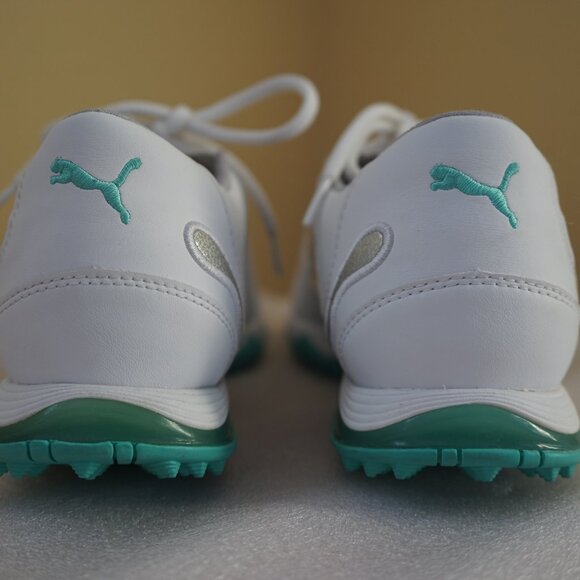 Puma Women's Biofusion Golf Shoes White/Silver Metallic/Aqua Splash, 8.5 M - Picture 14 of 16